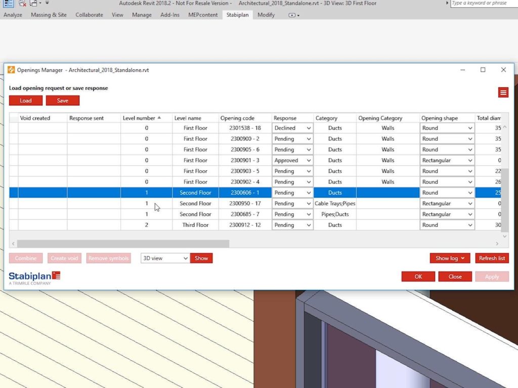 Openings Manager for Structural Engineers App for Revit Screenshot 1