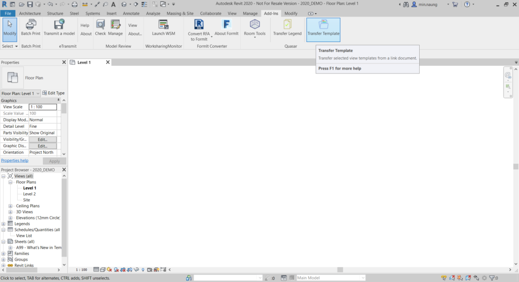 Transfer Template for Revit Screenshot 1