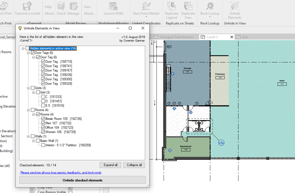 Unhide Elements in View for Revit Screenshot