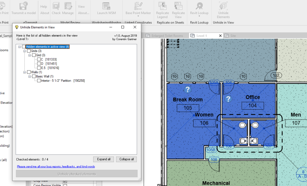 Unhide Elements in View for Revit Screenshot