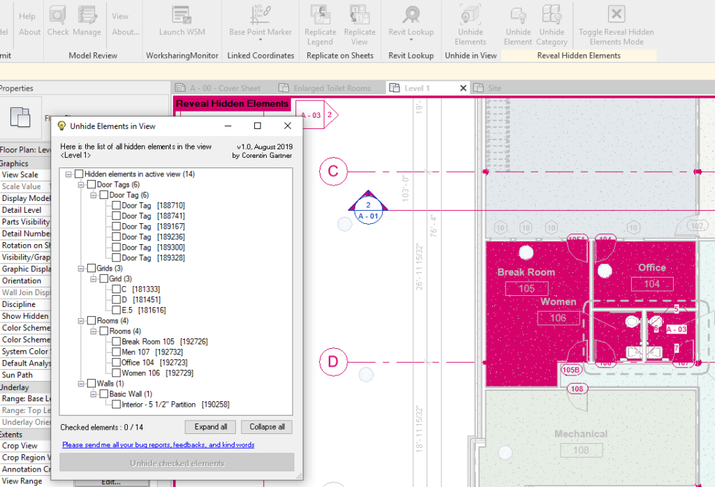 Unhide Elements in View for Revit Screenshot