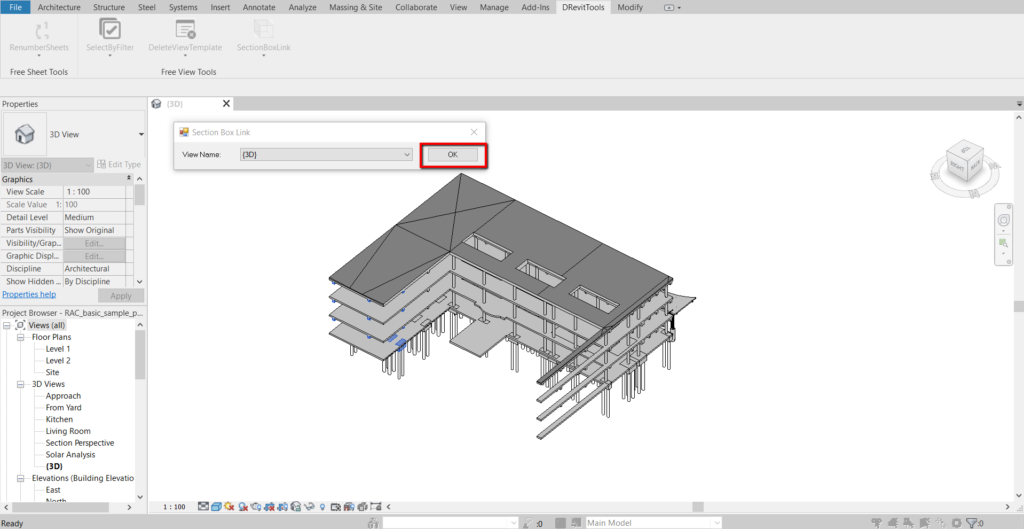 Auto section box for linked elements in Revit Screenshot 1