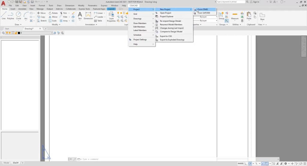 CSiXCAD Screenshot 15 - AutoCAD menu