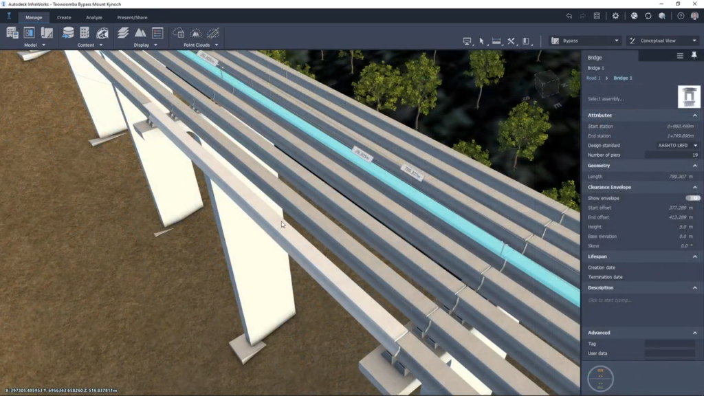 InfraWorks 2022 Screenshot 3a - Full Span Complex 3D Bridge Girders