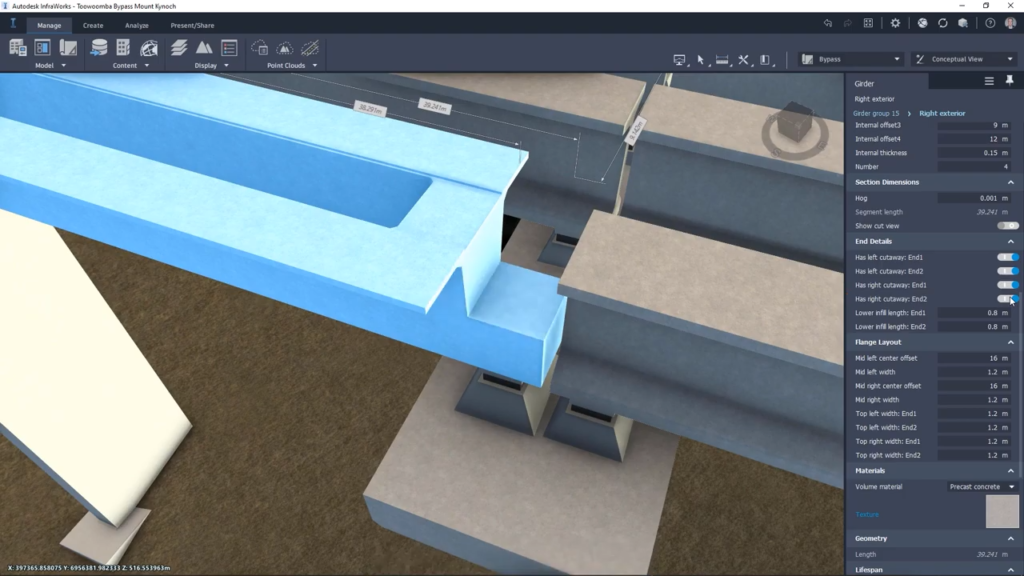 InfraWorks 2022 Screenshot 3b - Full Span Complex 3D Bridge Girders