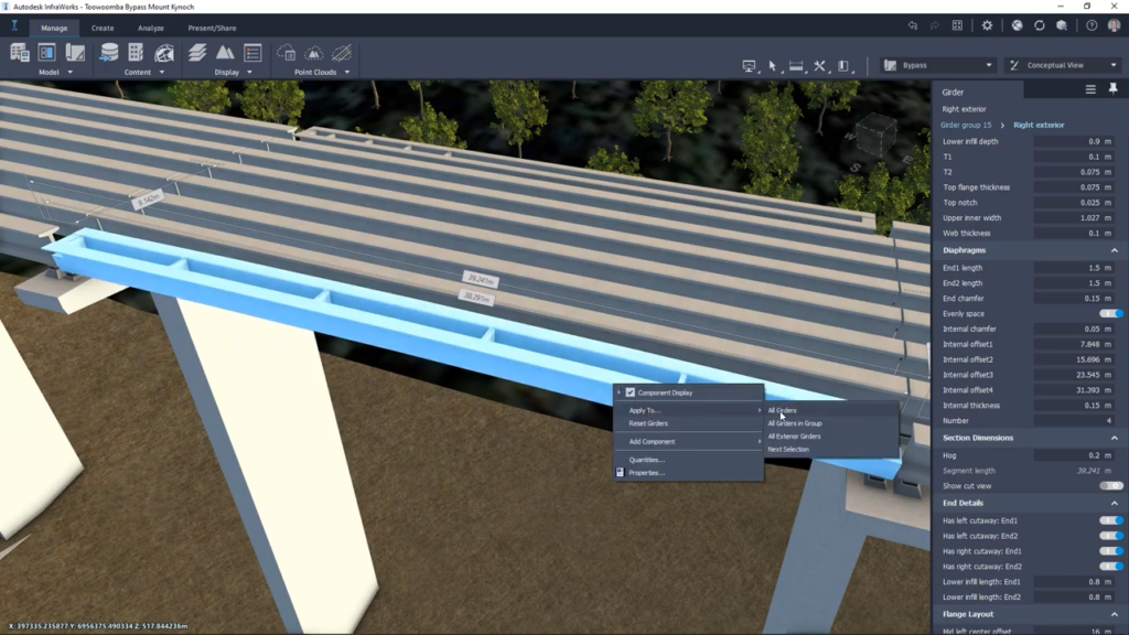 InfraWorks 2022 Screenshot 3c - Full Span Complex 3D Bridge Girders