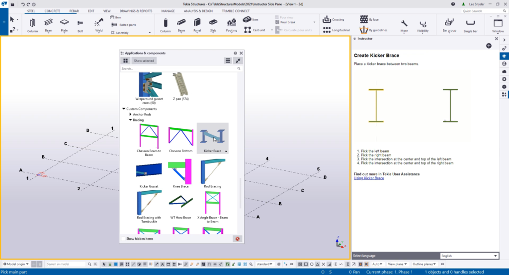 Tekla Structures Screenshot 6 - Instructor Side Pane