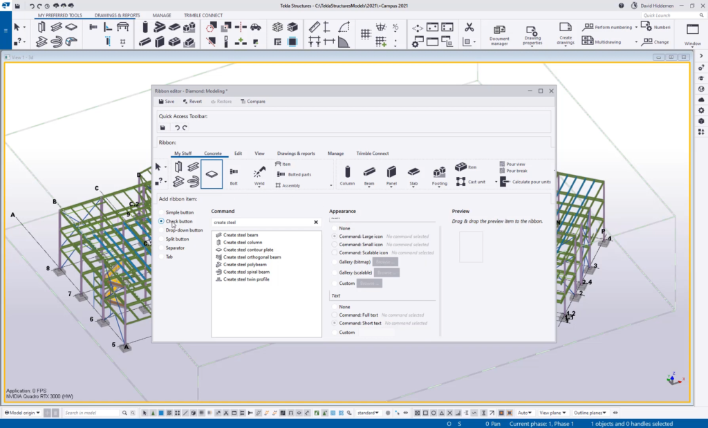 Tekla Structures Screenshot 7 - Ribbon Editor