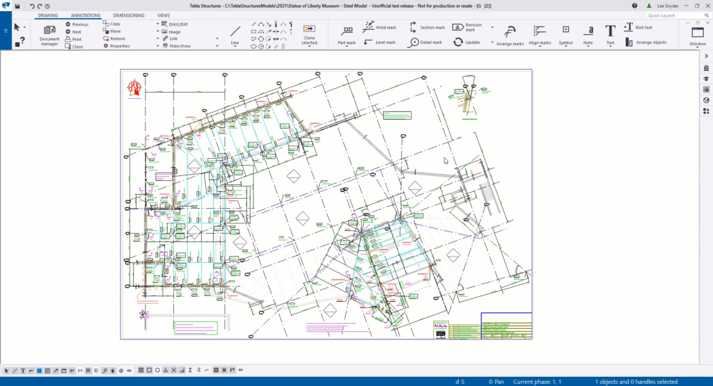 Tekla Structures Screenshot 9 - Drawing Specific Layouts