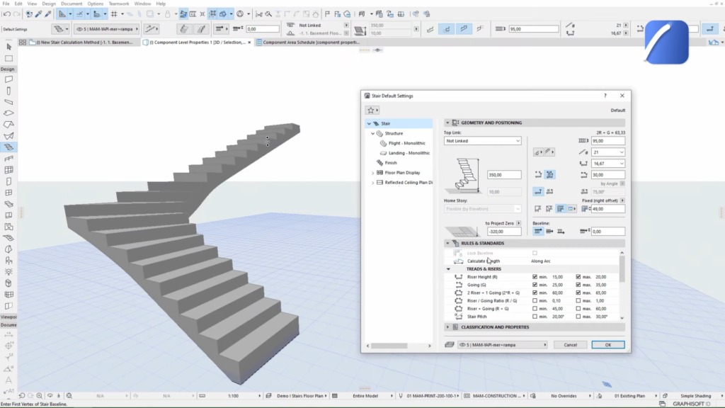 ArchiCAD Screenshot 10 - Design Any Stair Flexibly and Comply with Local Standards Using the Enhanced Stair Tool