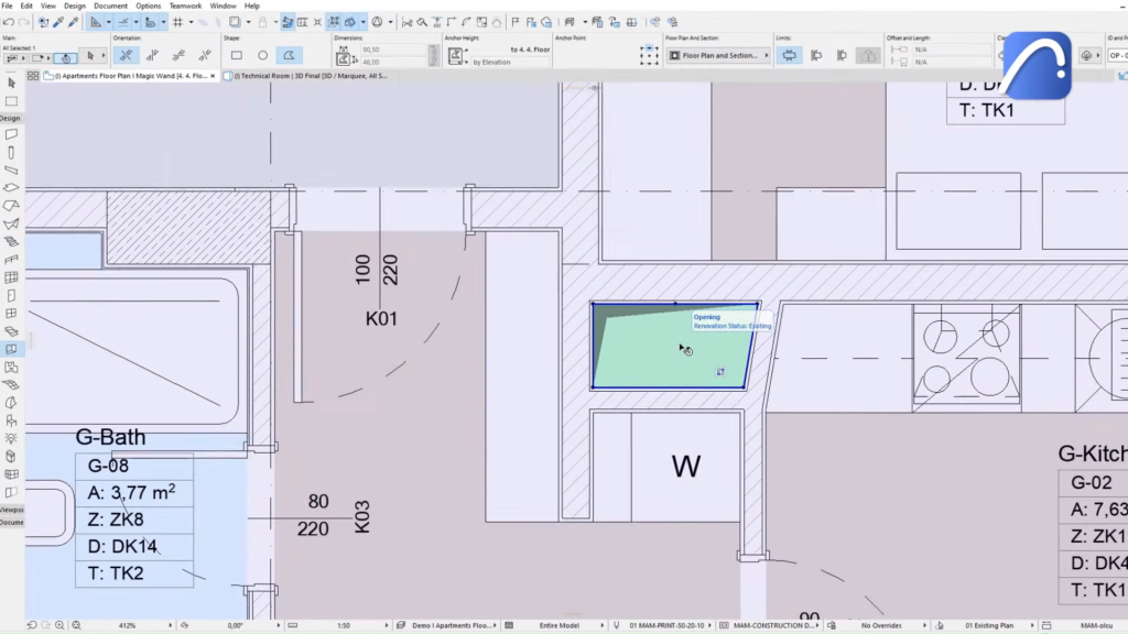 ArchiCAD Screenshot 20 - Work with Archicad's Built-in MEP Modeler, Polygonal Openings and MEP Labels