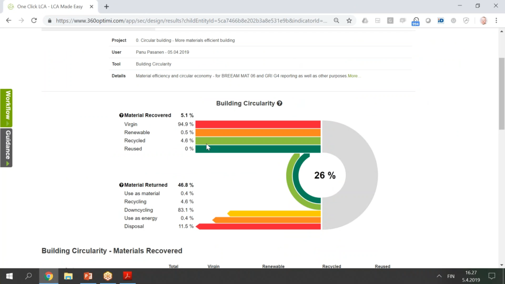 One Click LCA Building Circularity Tool Screenshot 2