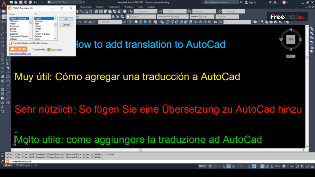 COINS Translate for AutoCAD Screenshot 1