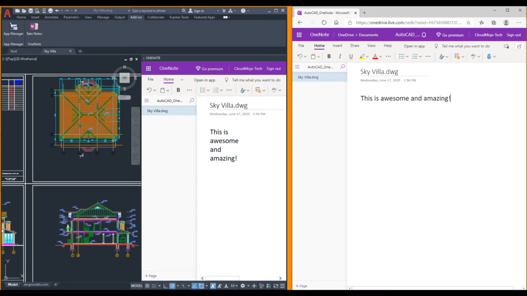 OneNote for AutoCAD Screenshot 2