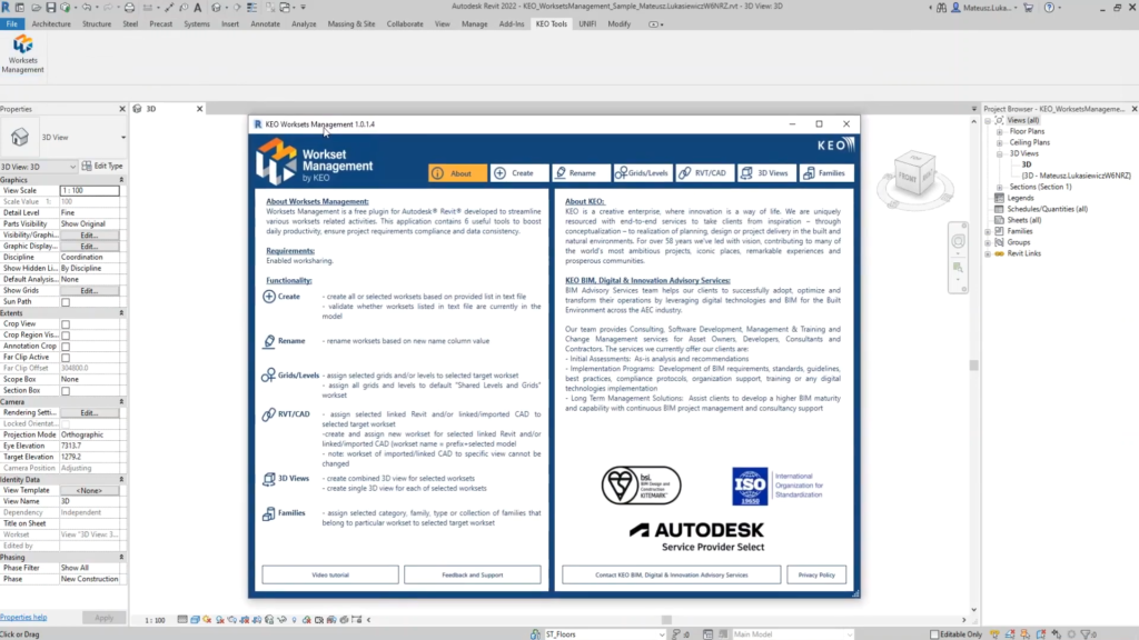 Worksets Management for Revit Screenshot 1