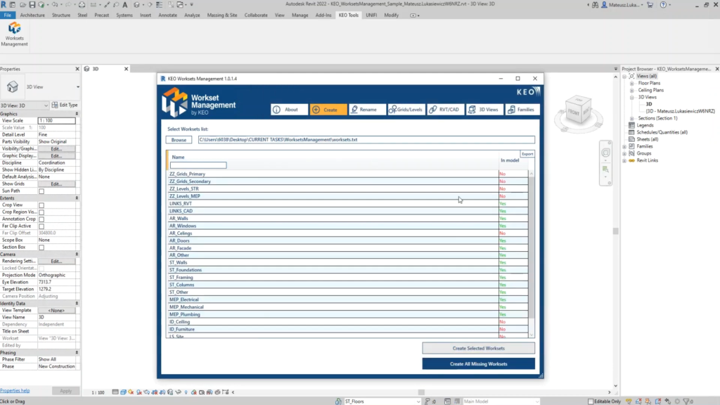 Worksets Management for Revit Screenshot 2